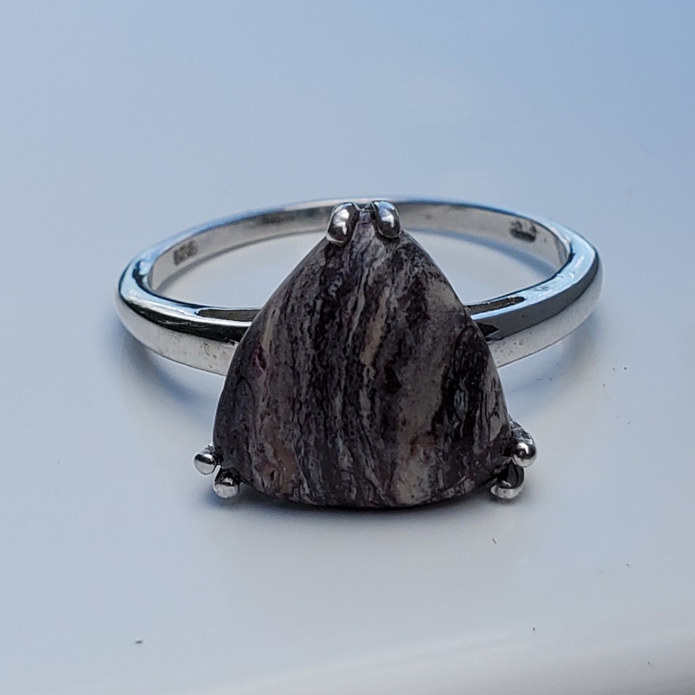 Mayan porcelain Jasper Solitaire Ring